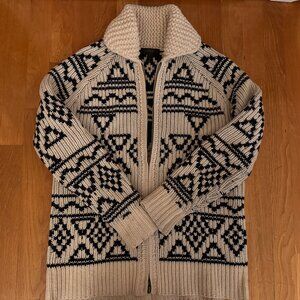 JCrew Zip-up Fairisle Oversize Sweater Lambswool - XS